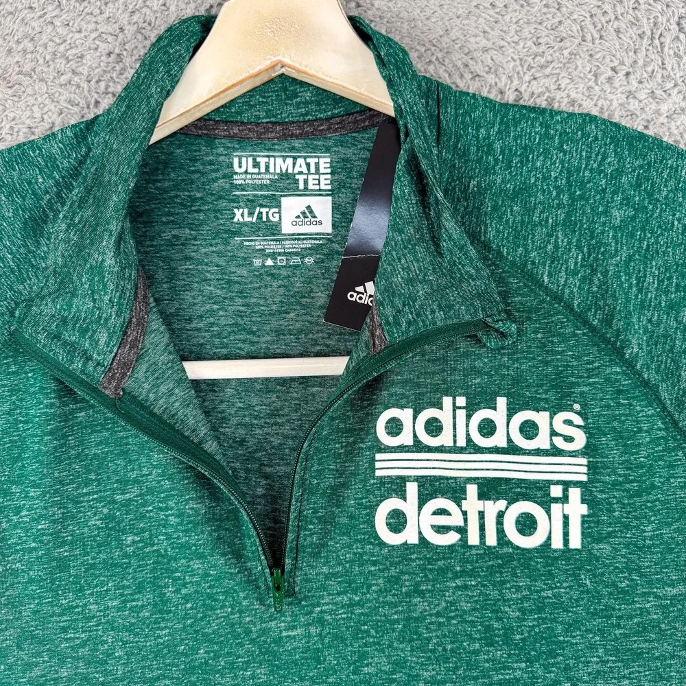 Adidas Detroit Shirt Mens XL Quarter‎ Zip Long Sleeve Climalite Pullover Tee